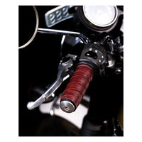 Trip Machine, leather handlebar grip wraps - Cherry